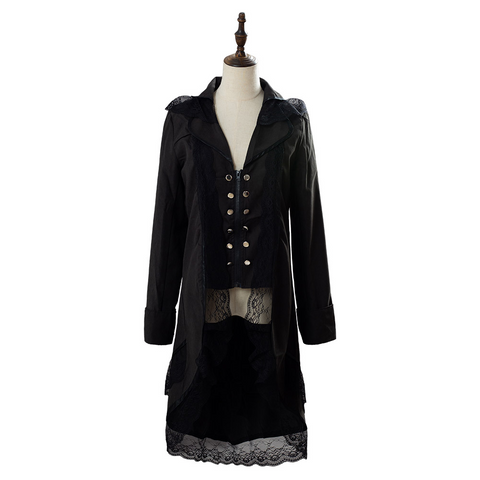 Purim Costumes Steampunk Black Tailcoat Victorian Gothic Medieval Cosplay Costume Female Ver