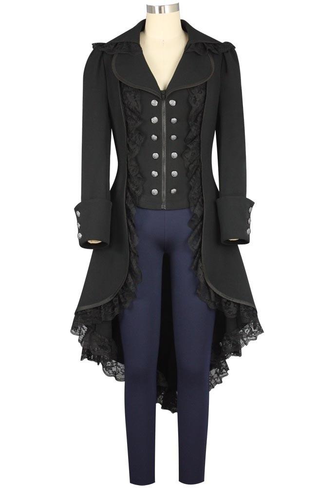 SeeCosplay Purim Costumes Steampunk Black Tailcoat Victorian Gothic Medieval Cosplay Costume Female Ver