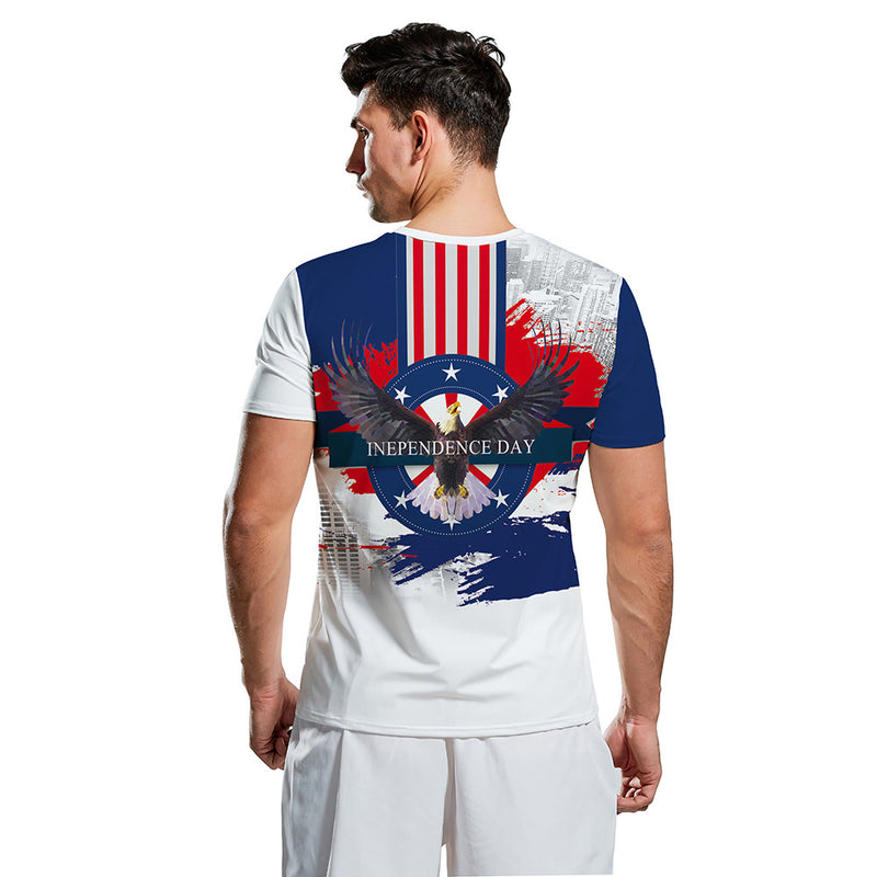 2022 Summer New Men's Independence Day Eagle Long Wings Printed All-Matching Casual T-shirt Men B129-9171