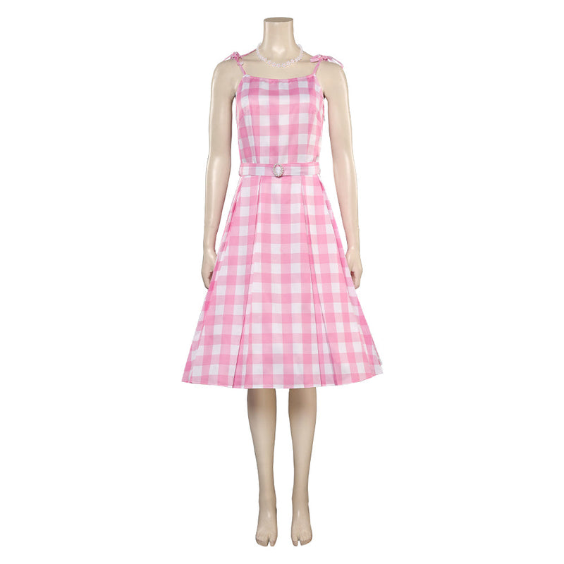 Moive Barbie:Costume Pink Plaid Skirt Plaid Dress Cosplay Costume Outfits Halloween Carnival Party Disguise Suit