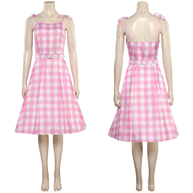 Moive Barbie:Costume Pink Plaid Skirt Plaid Dress Cosplay Costume Outfits Halloween Carnival Party Disguise Suit