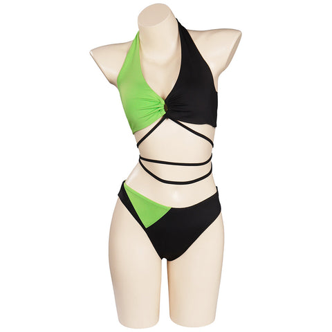 SeeCosplay Kim Possible Shego Swimsuit Cosplay Costume TwoPiece Swimwear Outfits