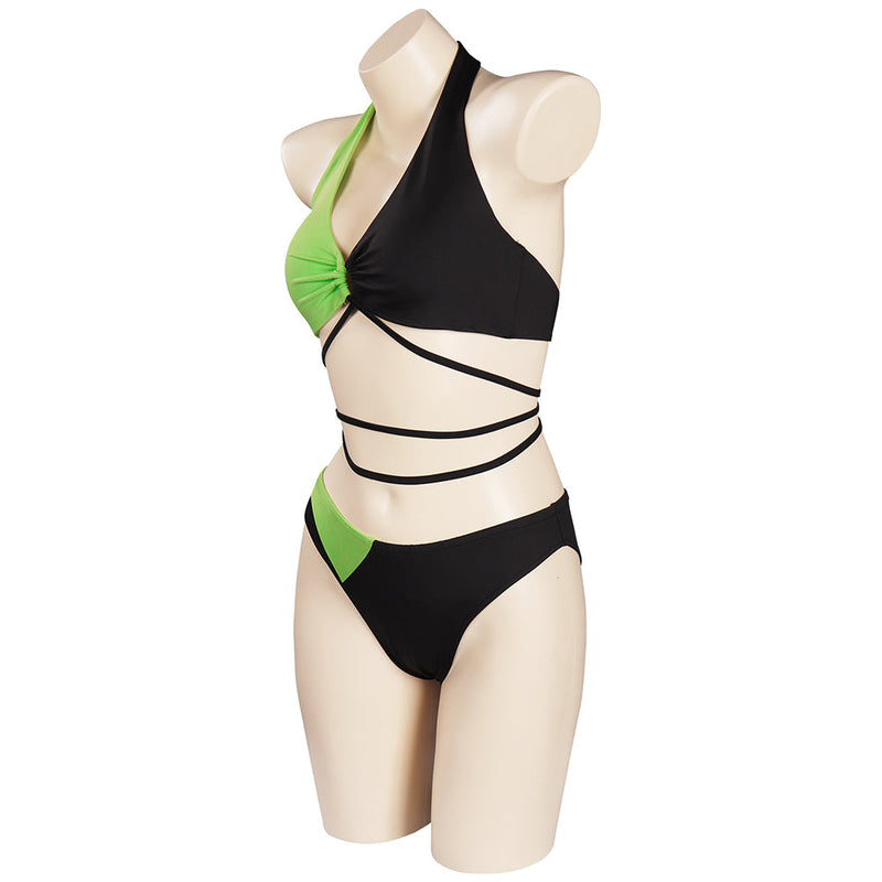 SeeCosplay Kim Possible Shego Swimsuit Cosplay Costume TwoPiece Swimwear Outfits