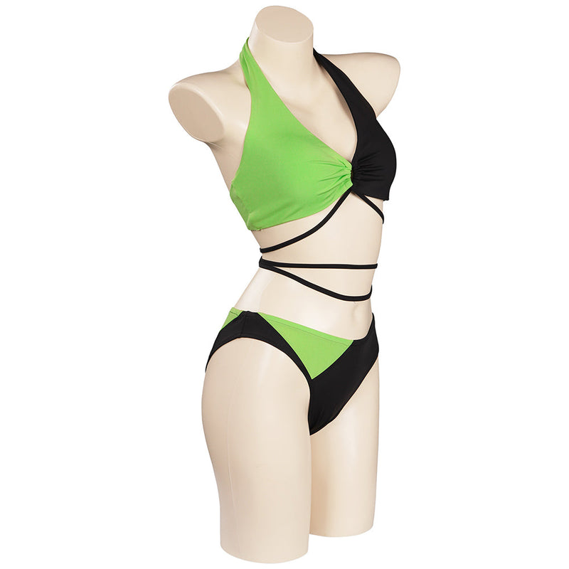 SeeCosplay Kim Possible Shego Swimsuit Cosplay Costume TwoPiece Swimwear Outfits