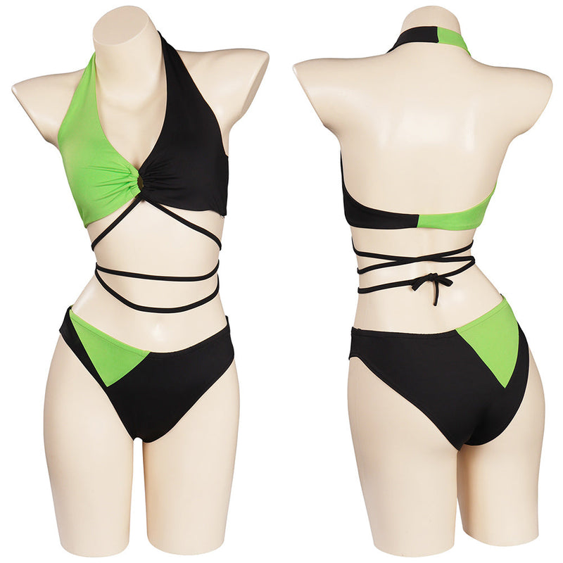 SeeCosplay Kim Possible Shego Swimsuit Cosplay Costume TwoPiece Swimwear Outfits