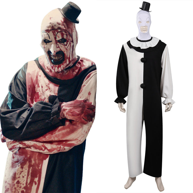 Terrifier 2:Costume Art the Clown Cosplay Costume Jumpsuit Hat Outfits Halloween Carnival Suit