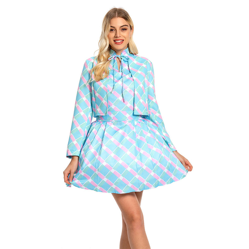 SeeCosplay Movie 2023 Margot Robbie Blue Coat Dress Costumes for Halloween Carnival Suit Cosplay Costume
