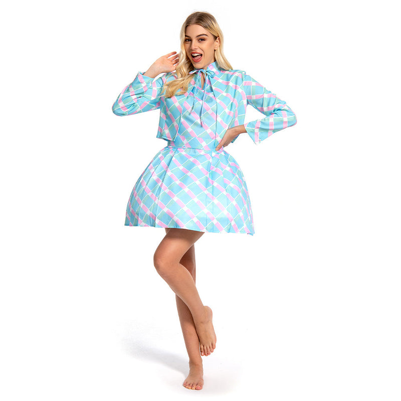 SeeCosplay Movie 2023 Margot Robbie Blue Coat Dress Costumes for Halloween Carnival Suit Cosplay Costume