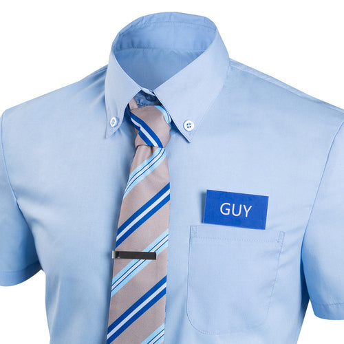 FREE GUY:   Costume Free Guy Blue Shirt Outfit Halloween Cosplay Costume