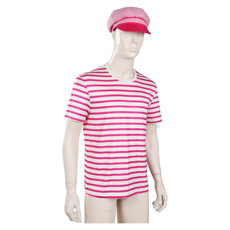 Moive Barbie:Ken Cosplay Costume Men T-shirt Hat Outfits Halloween Carnival