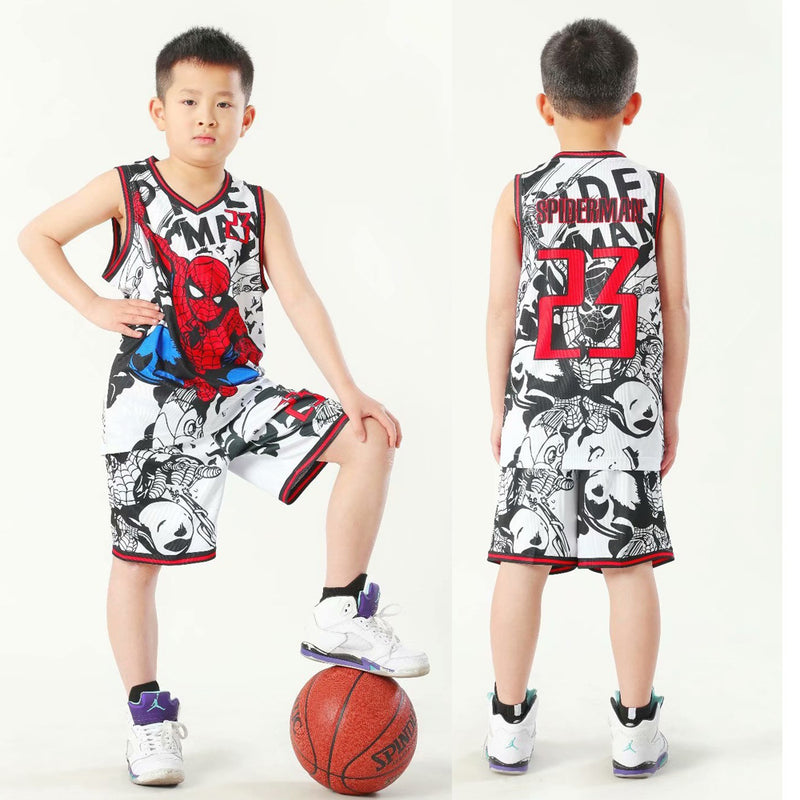 Seecosplay Anime Spiderman Cartoon Basketball Kleidung Kind Sport Set (3-12 Jahre)