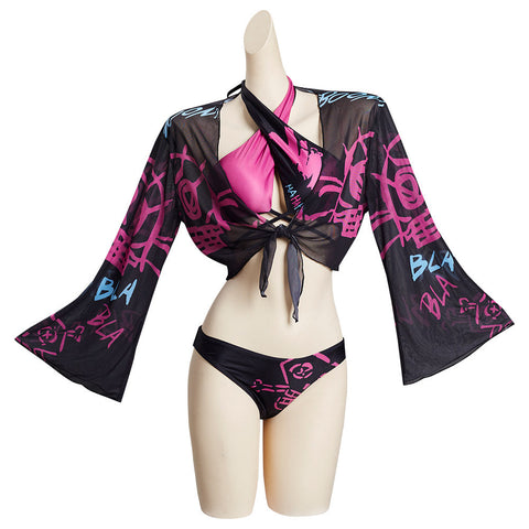 SeeCosplay League of Legends LoL Jinx Original Designers Top and Shorts Swimming Suit 