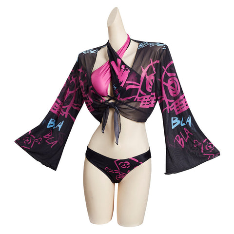 SeeCosplay League of Legends LoL Jinx Original Designers Top and Shorts Swimming Suit 