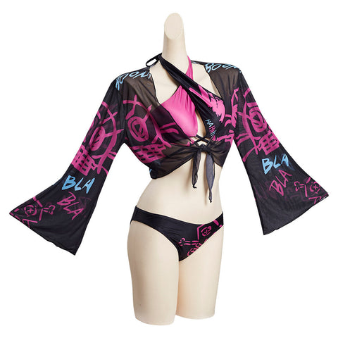 SeeCosplay League of Legends LoL Jinx Original Designers Top and Shorts Swimming Suit 