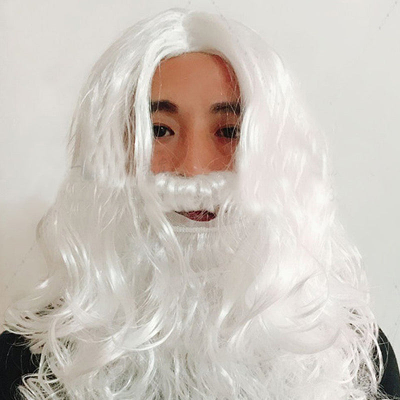 [Full In Stock] Christmas Costume: Christmas Santa Wig Claus Beard and Wig Set Cosplay Costume Prop Halloween Carnival Party Suit