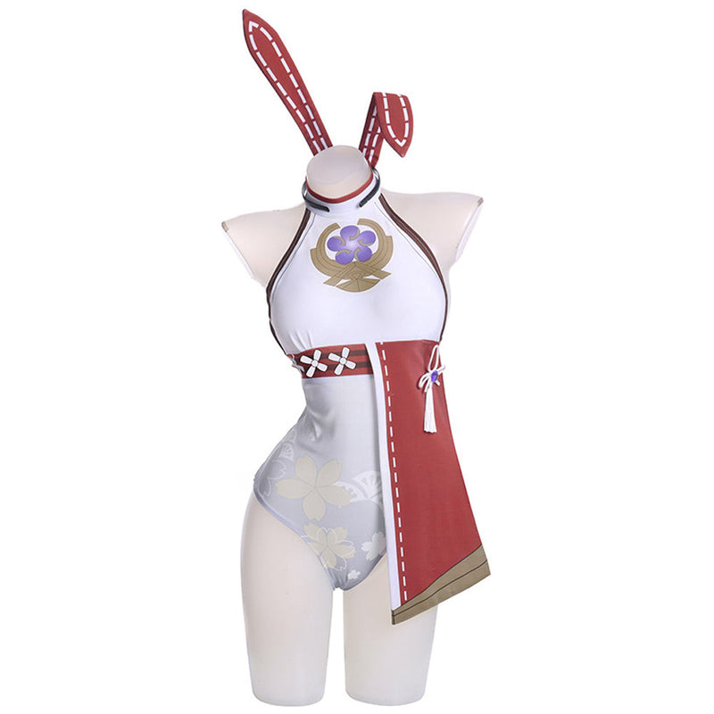 SeeCosplay Genshin Impact Yae Miko Cosplay Costume Bunny Girls Costume Outfits for Halloween Carnival Party Suit Female