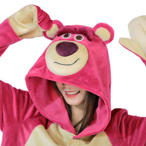 SeeCosplay Toy Story 3 Lotso Strawberry Bear Pyjama Nachtwäsche Weihnachten Halloween Cosplay Kostüm