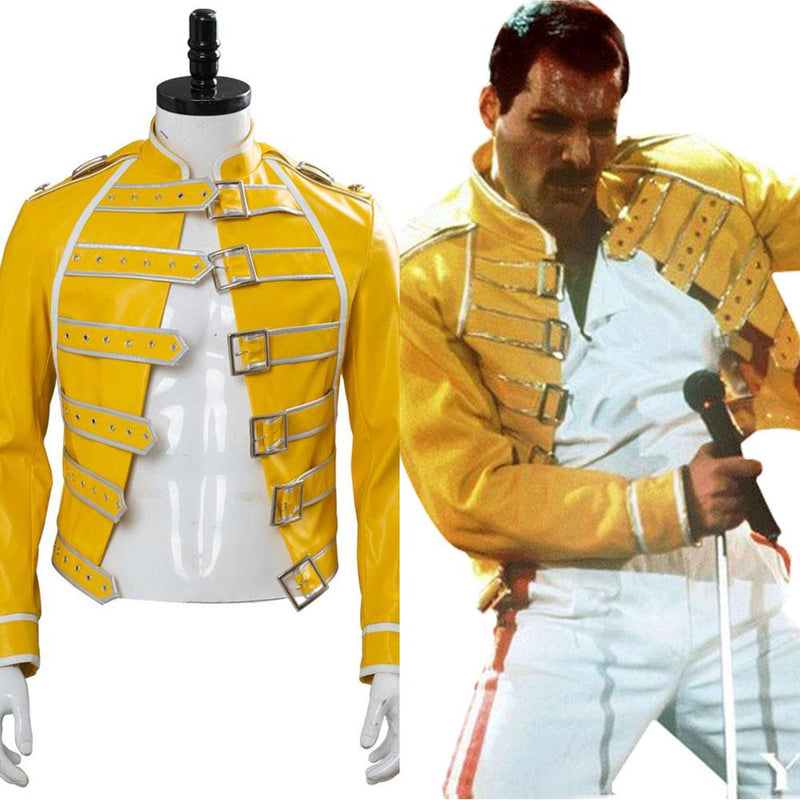 Movie Queen:Costume Freddie Mercury Yellow Jacket Comic-con Party Cosplay Costume Coat