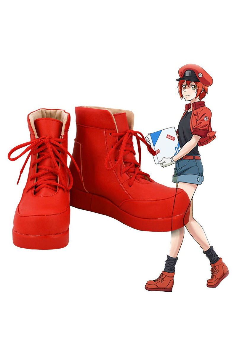 Zellen bei der Arbeit! Hataraku Saibo Erythrocite Red Blood Cell Cosplay Schuhe Stiefel