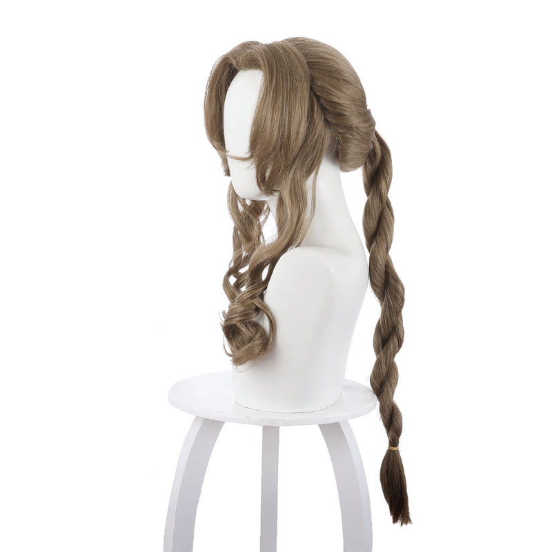 Final Fantasy VII Remake Aerith Aeris Gainsborough Dark Brown Long Wig Cosplay Wig
