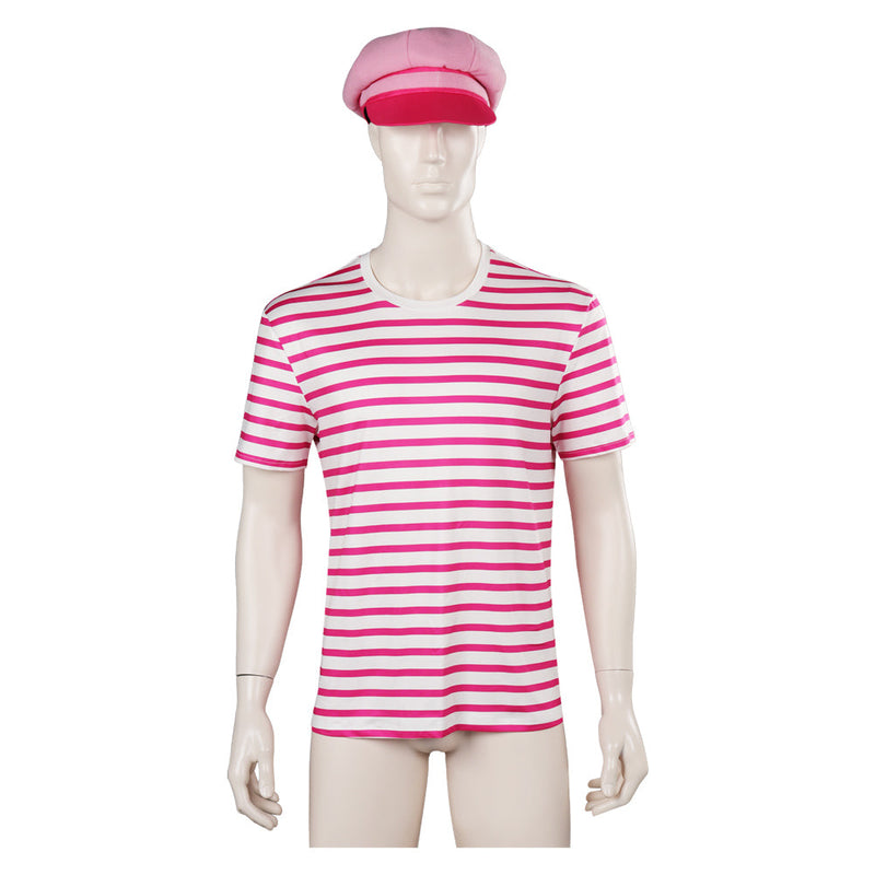 SeeCosplay 2023 BarB Pink Style Movie Ken Men T-shirt Hat Outfits Halloween Carnival Cosplay Costume BarBStyle