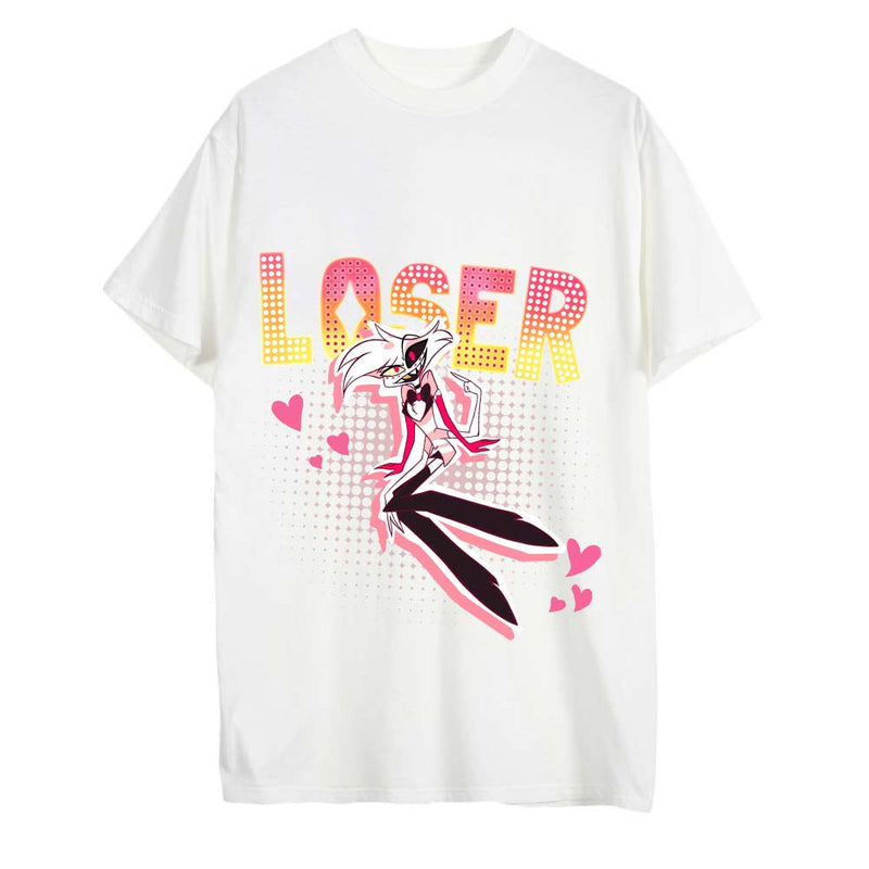 SeeCosplay Hazbin Hotel TV Angel Dust Cosplay Outift White Black T-shirt for Carnival Halloween Cosplay Costume