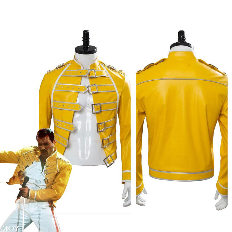 Movie Queen:Costume Freddie Mercury Yellow Jacket Comic-con Party Cosplay Costume Coat