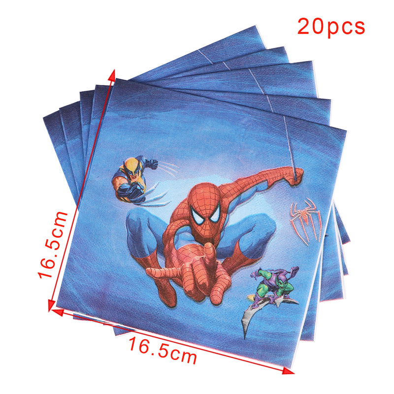Seecosplay Film Spider-Man Thema 81 Stück Einweggeschirr Design Kindergeburtstagsfeier Pappteller + Tasse + Serviette + Strohhalm + Tischdecke Partyzubehör 
