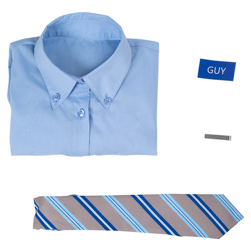 FREE GUY:   Costume Free Guy Blue Shirt Outfit Halloween Cosplay Costume