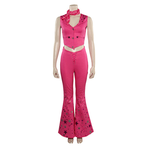 SeeCosplay 2023 Movie Pink Cowgirl Star-Covered Flared Pants Cosplay Costume