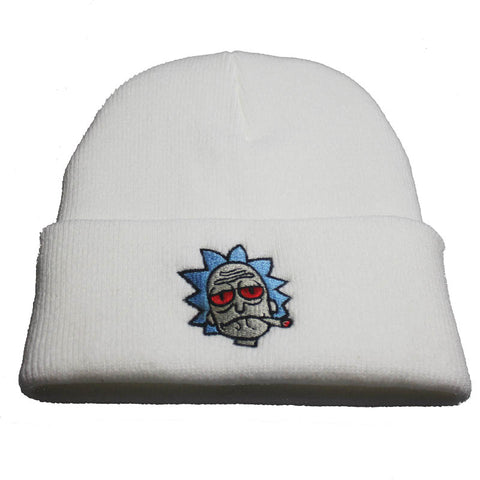 Seecosplay Anime Rick and Morty Cartoon Rick Beanies Embroidery Warm Soft Knitted Hat Hip-hop Bonnet Unisex