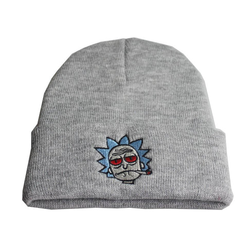 Seecosplay Anime Rick and Morty Cartoon Rick Beanies Embroidery Warm Soft Knitted Hat Hip-hop Bonnet Unisex