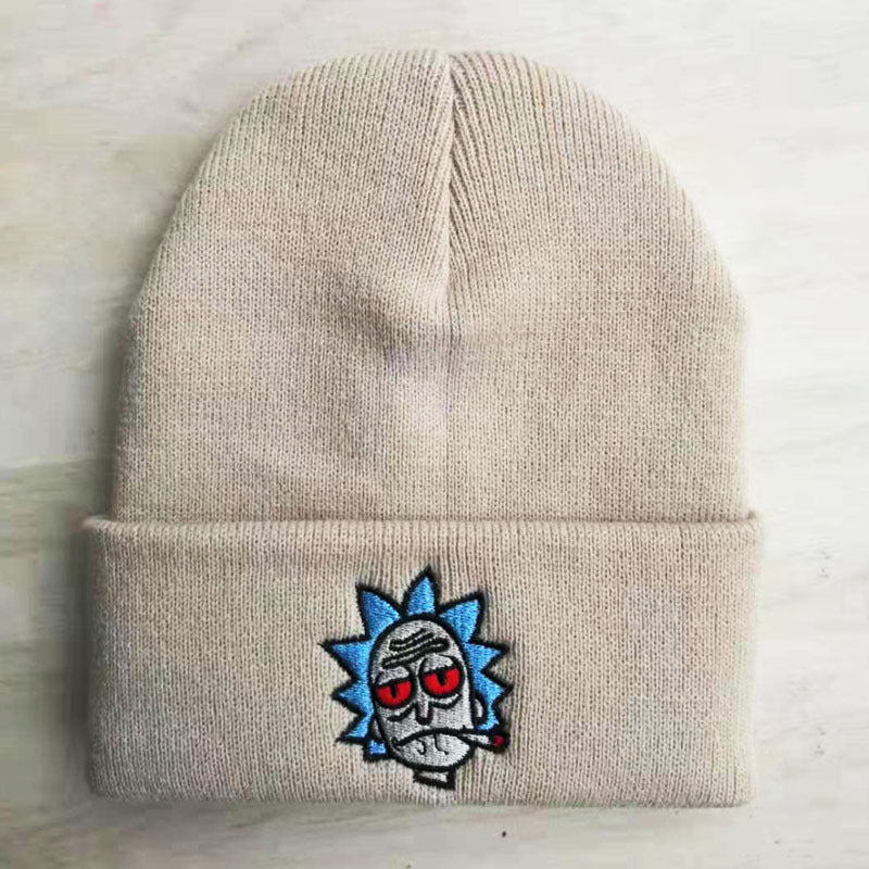 Seecosplay Anime Rick and Morty Cartoon Rick Beanies Stickerei Warme weiche Strickmütze Hip-Hop-Mütze Unisex