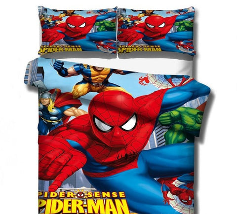 Seecosplay Avengers Spiderman Cartoon Bettdecke Kissenbezug 3D-Muster Bettbezug