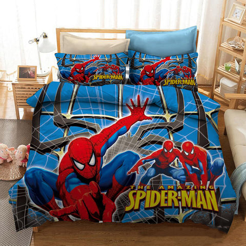 Seecosplay Avengers Spiderman Cartoon Bettdecke Kissenbezug 3D-Muster Bettbezug