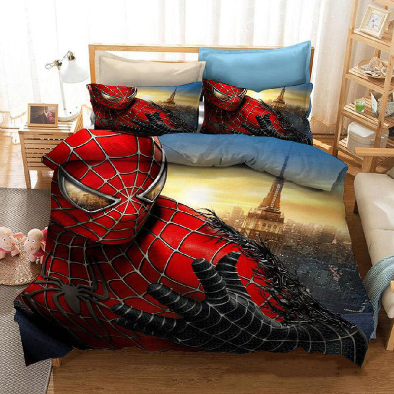 The Avengers:Spiderman Cartoon Bed Cover Sheet Pillowcase 3d Pattern Quilt Cover