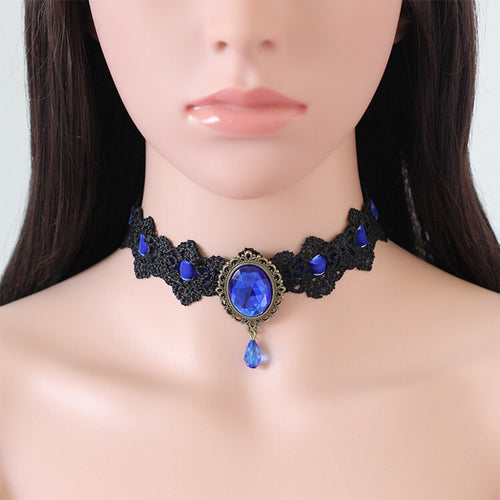 Medieval Renaissance Costume:   Black Necklace Gothic Steampunk Choker Women Sex Lace Collar Goth Jewelry Accessories