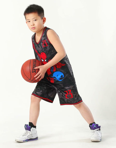 Seecosplay Anime Spiderman Cartoon Basketball Kleidung Kind Sport Set (3-12 Jahre)