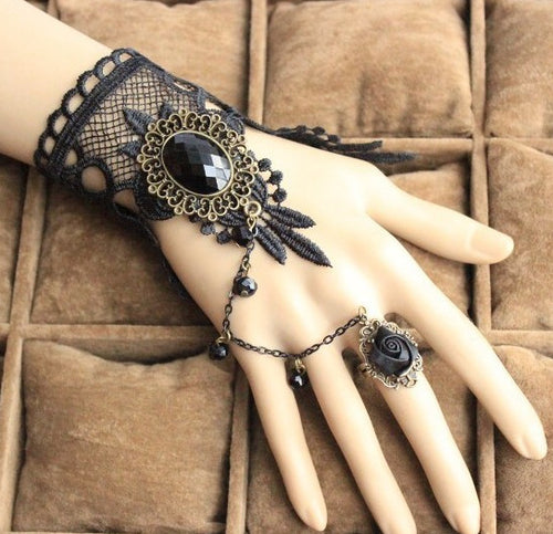 Medieval Renaissance Costume:   Black Necklace Gothic Steampunk Choker Women Sex Lace Collar Goth Jewelry Accessories