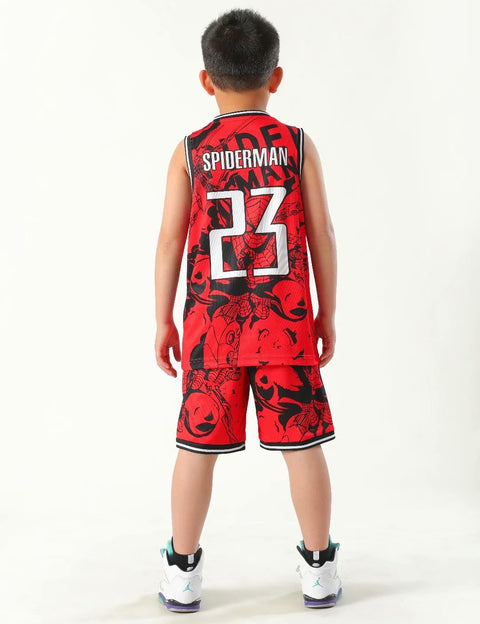 Seecosplay Anime Spiderman Cartoon Basketball Clothes Child Sports Set(3-12 Years )