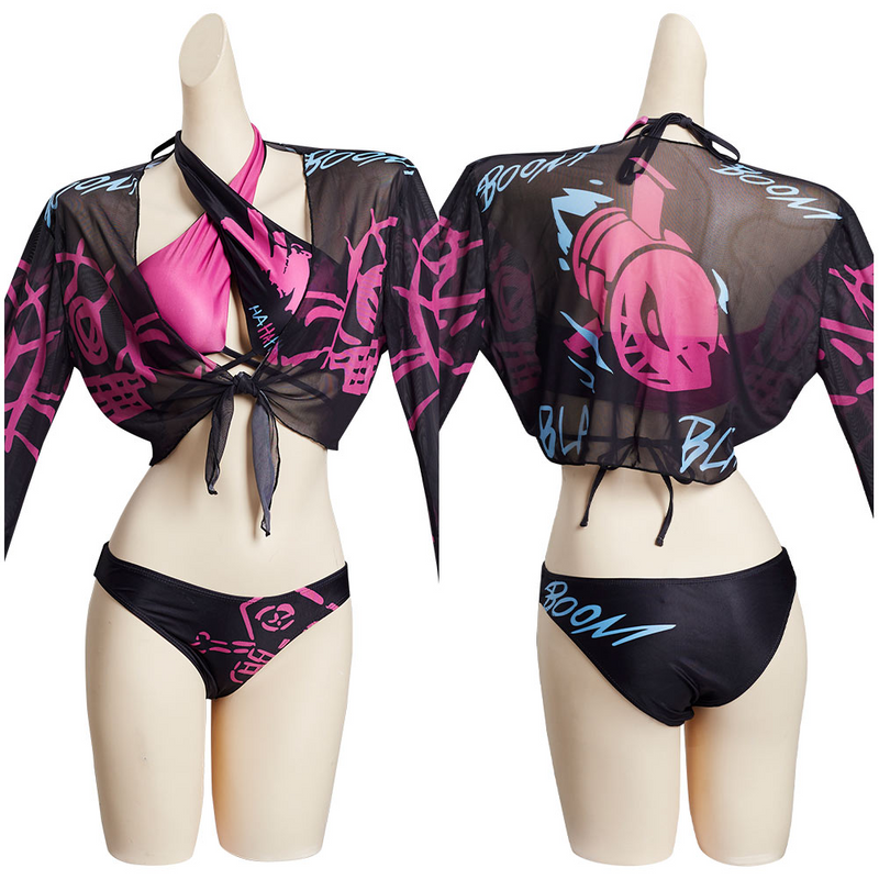 SeeCosplay League of Legends LoL Jinx Original Designers Top and Shorts Swimming Suit 