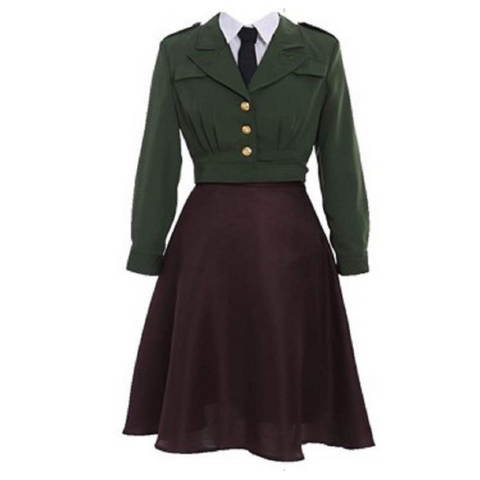 SeeCospaly Captain America: The First Avenger Margaret Peggy Carter Green Agent Suit Cosplay Costume