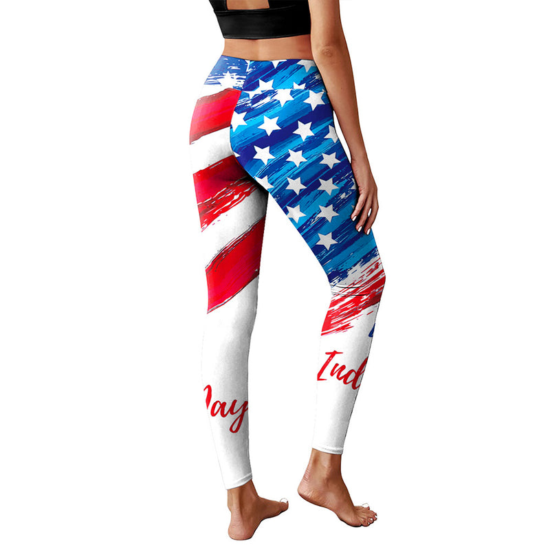 2022 American Independence Day Holiday Digital Printing Women's Fitness Pants Outdoor Running Sports Tights Sports Pants