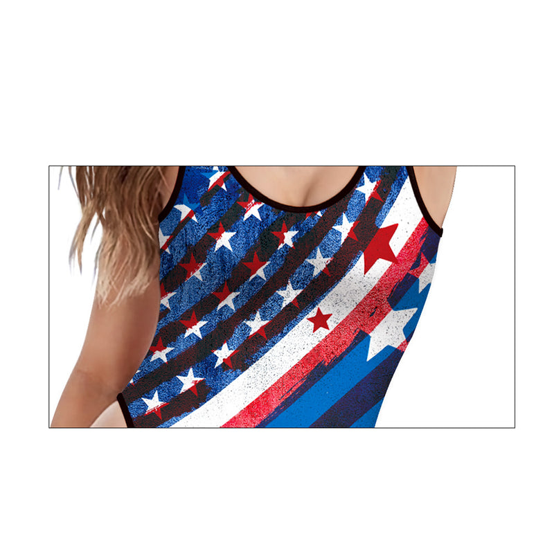 American Independence Day Summer High Waist One-Pieces for Women 3D Digital Printed Sexy One-Piece Swimsuit for Women