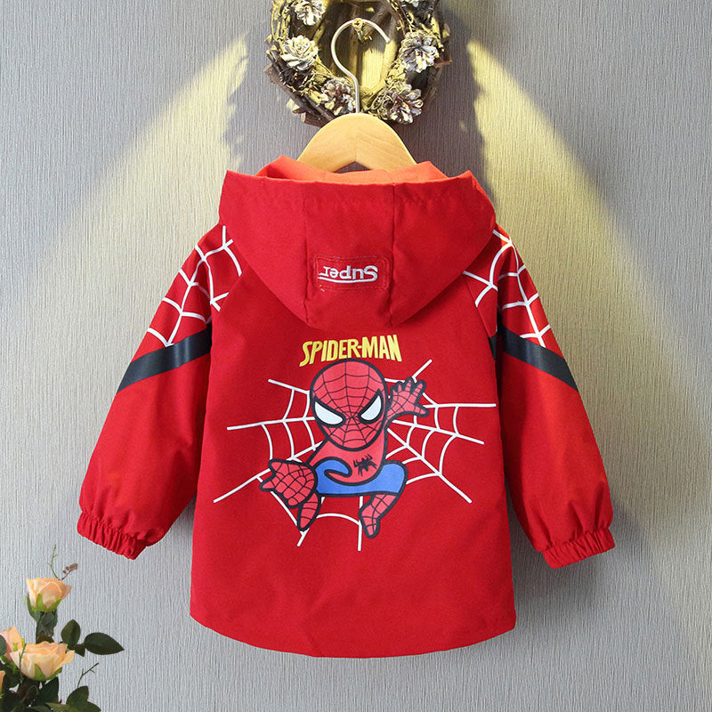 Seecosplay Anime Spiderman Children Hooded Jackets Casual Clothes Cartoon Outerwear Sports Coats for Kids