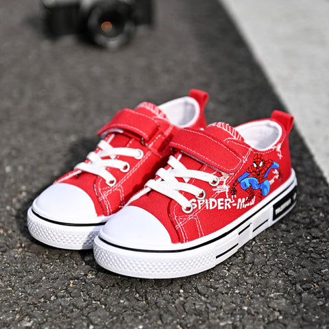 Seecosplay Cartoon Spiderman Children Canvas Shoes Soft Bottom Anti-Slippery Unisex Sneakers for  Kids