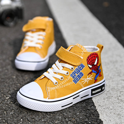 Seecosplay Cartoon Spiderman Children Canvas Shoes Soft Bottom Anti-Slippery Unisex Sneakers for  Kids