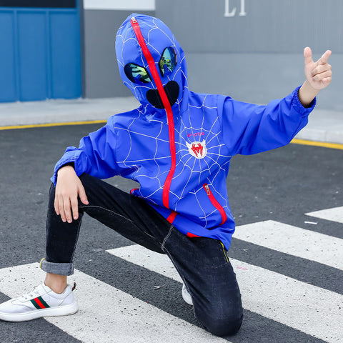 Seecosplay Marvel Spiderman Jacket with Glasses Children Casual Top Coat Teenagers Boy Hoodie Outwear（5-13years）