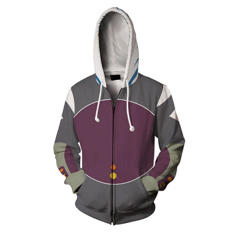 SeeCosplay Ahsoka Tano Hoodie 3D Printed Hooded Sweatshirt Unisex Casual Streetwear Zip Up Jacket Coat SWCostume