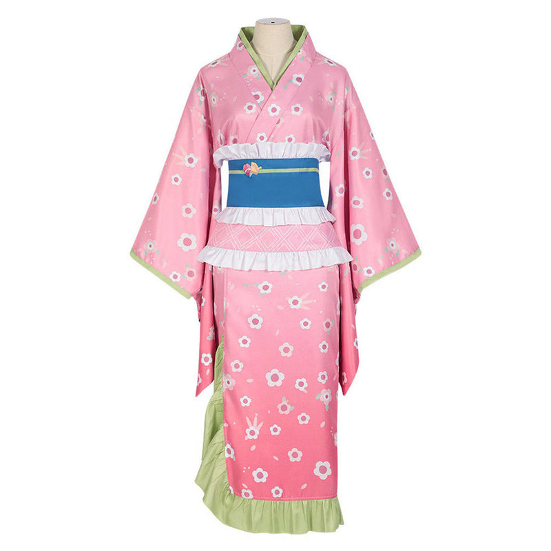 [Full In Stock] Kanroji Mitsuri Women Pink Kimono Party Carnival Halloween Cosplay Costume